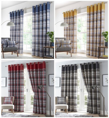 Lined curtains tartan check - lined,