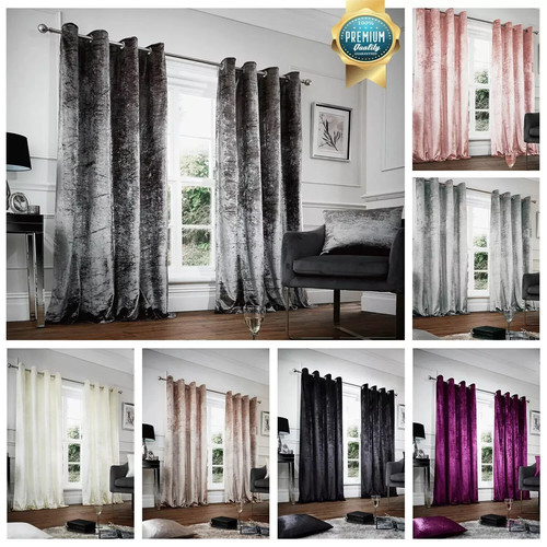 Crushed velvet curtains pair - velvet,