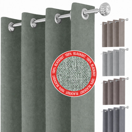 Linen curtains blackout eyelet - blackout,