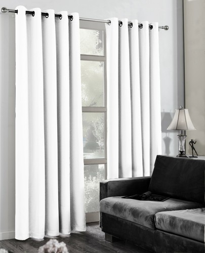 White eyelet curtains blockout - eyelet,