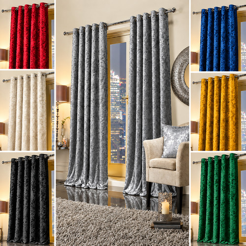Crushed velvet curtains pair - crushed,