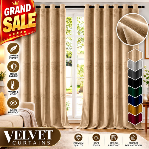 Velvet curtain pair eyelet - velvet,
