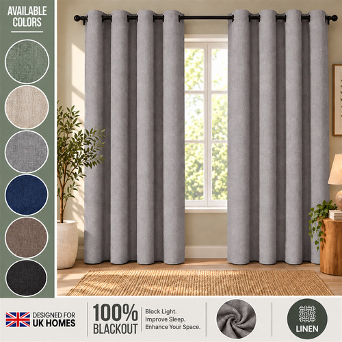 Linen curtains blackout - curtains,