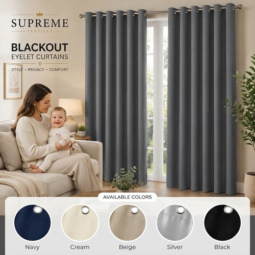 Blackout eyelet plain curtains - plain,