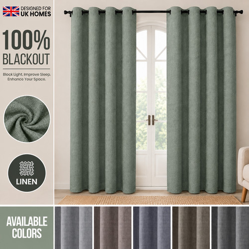 Linen curtains blackout eyelet - linen,