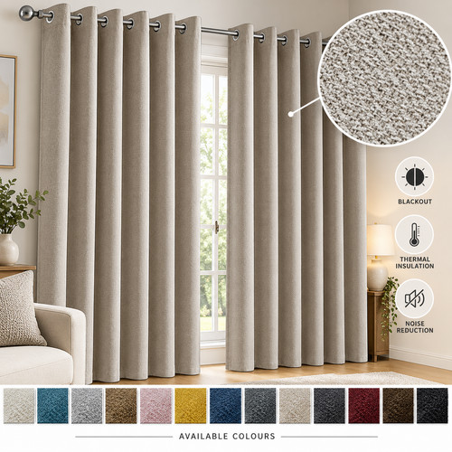 Linen curtains blackout eyelet - linen,