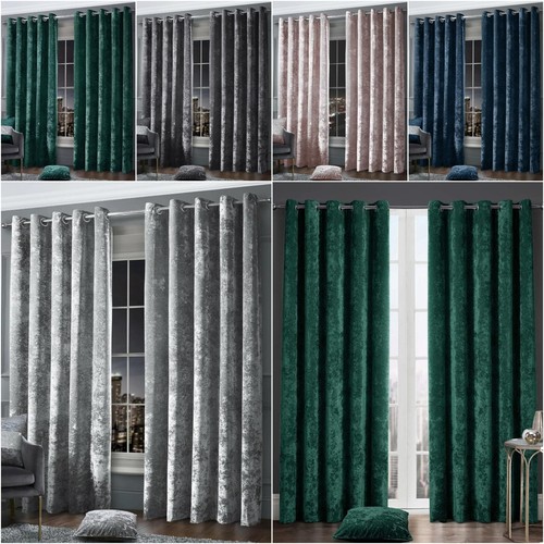 Crushed velvet curtains pair - velvet,