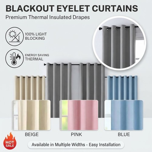 Blackout eyelet curtains - curtains, black