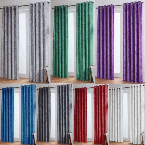 Crushed velvet curtains pair - curtains,