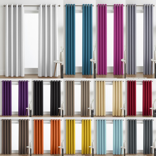 Faux silk curtains eyelet - faux,