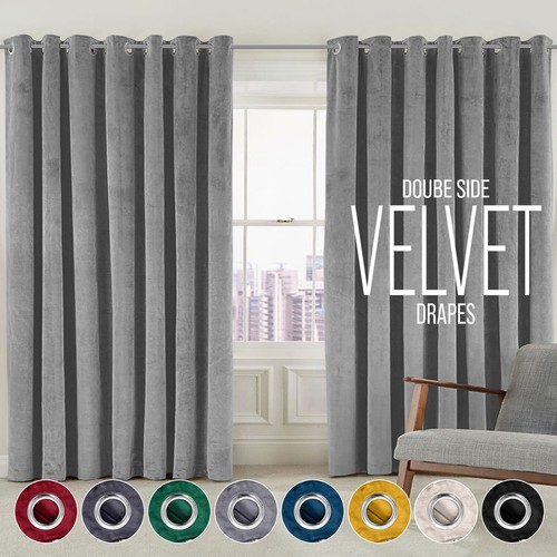 Velvet curtains pair eyelet - velvet,