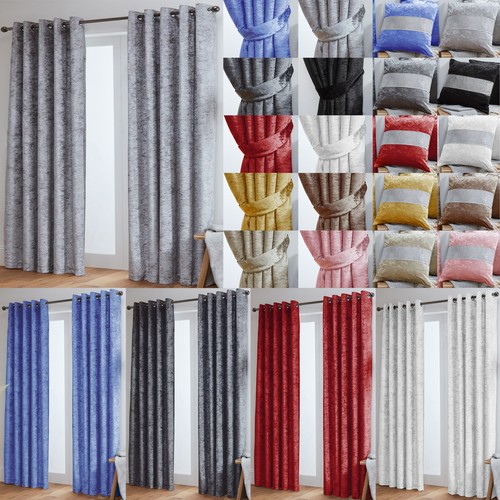 Pair crushed velvet curtains - velvet,