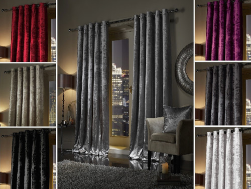 Crushed velvet curtains - velvet, pair