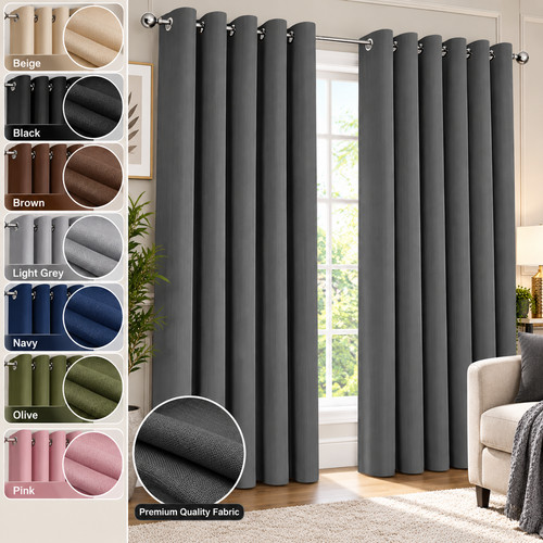 Plain blackout eyelet curtains - blackout,